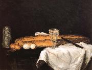 Paul Cezanne Still life egg bread painting